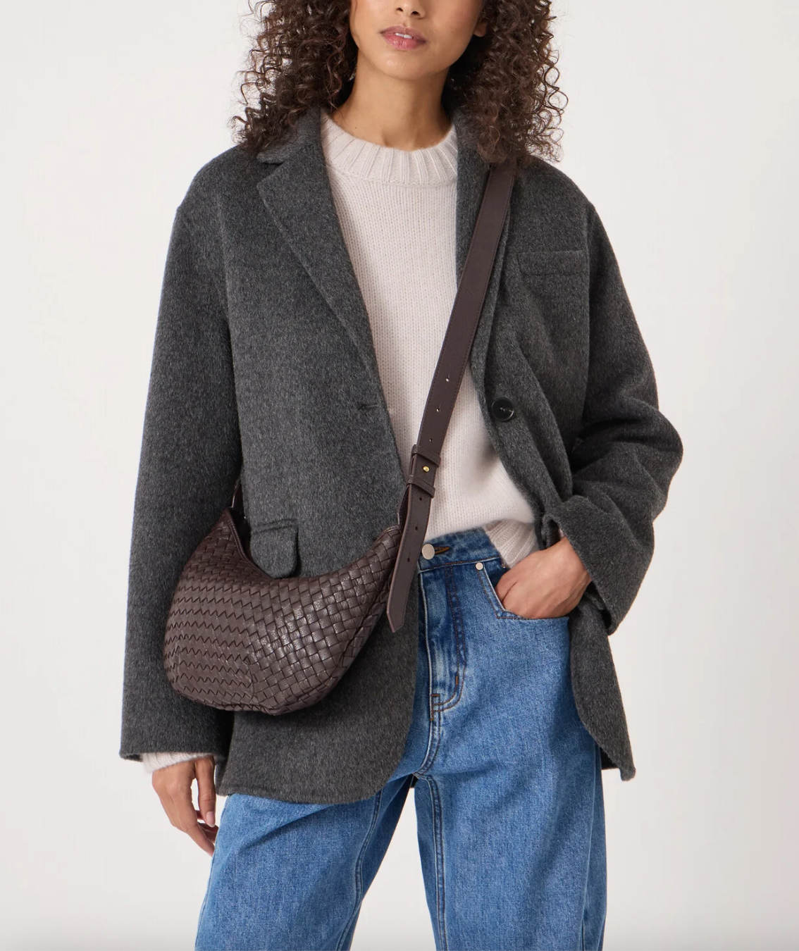 Leather Weave Crossbody Bag