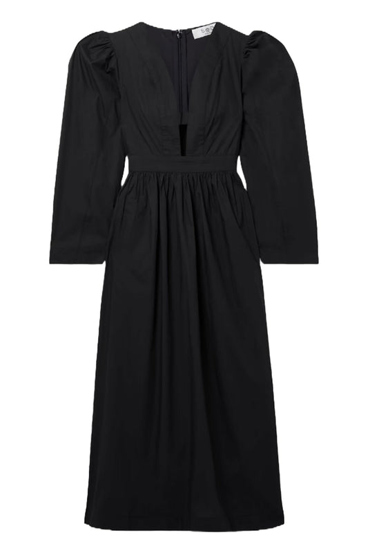 Steph Gathered Cutout Cotton-Poplin Midi Dress