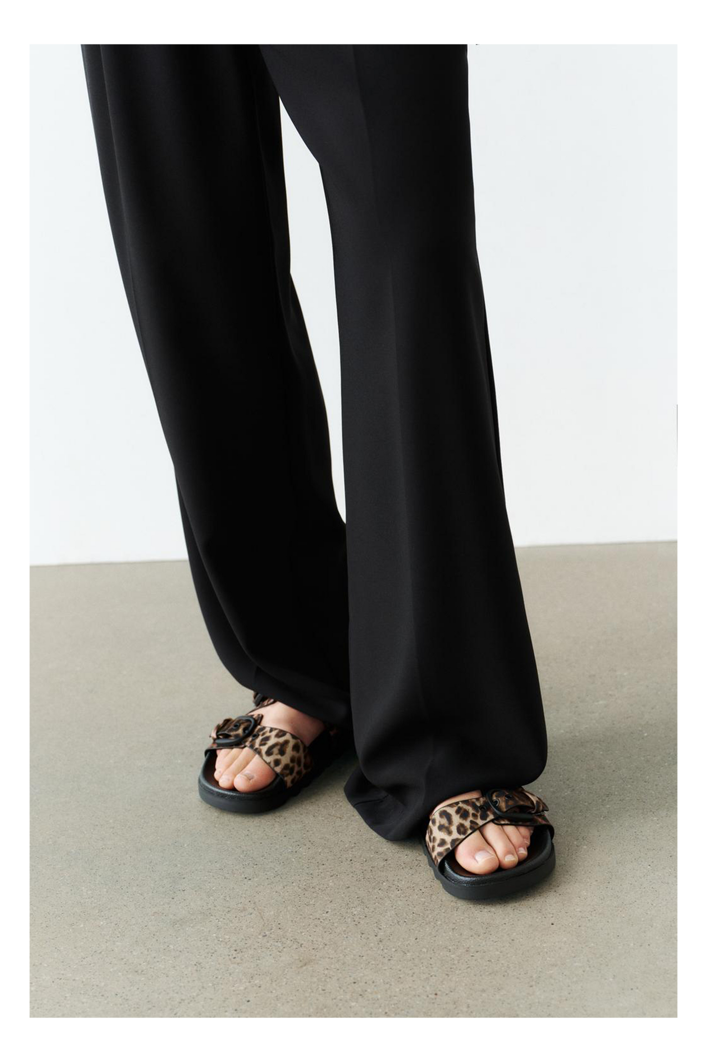Buckeled Flat Slider Sandals