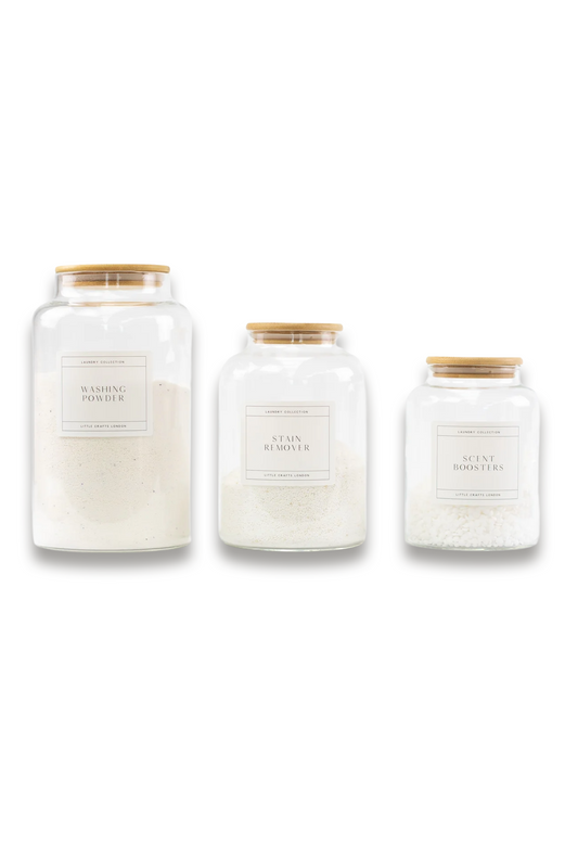 Set of 3 Bamboo Large Laundry Jars
