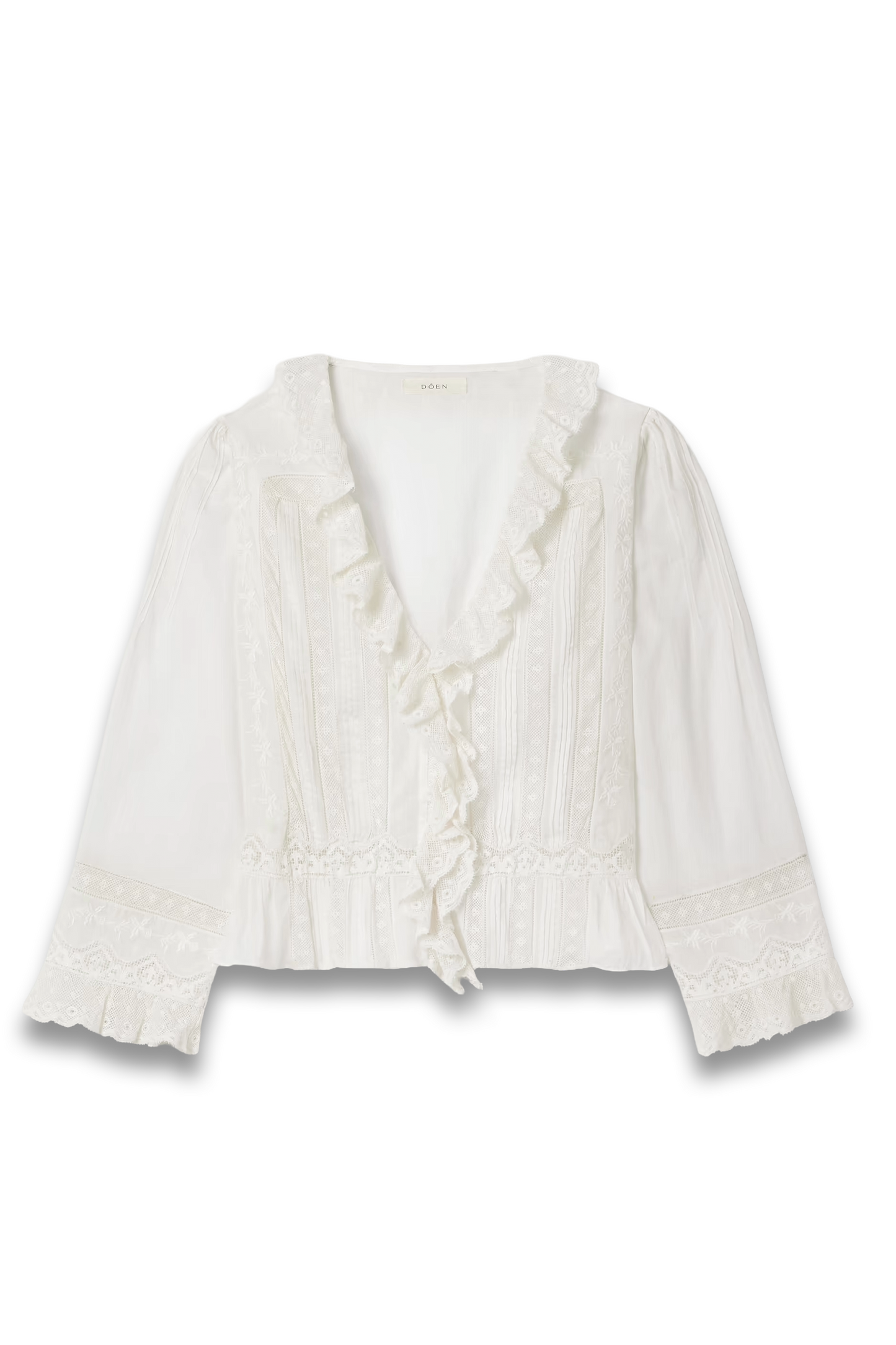 Eldoris Lace-Trimmed Pintucked Organic Cotton-Voile Blouse