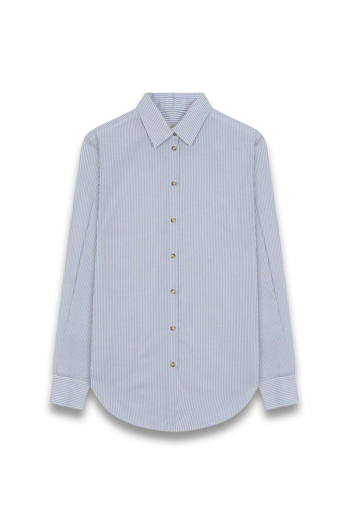 London Shirt Blue White Stripe Cotton Silk