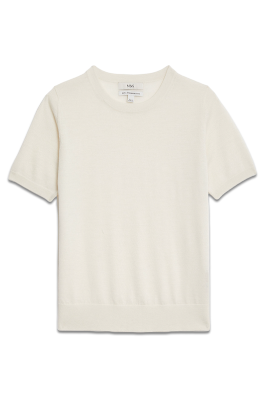 Pure Merino Wool Crew Neck Knitted Top