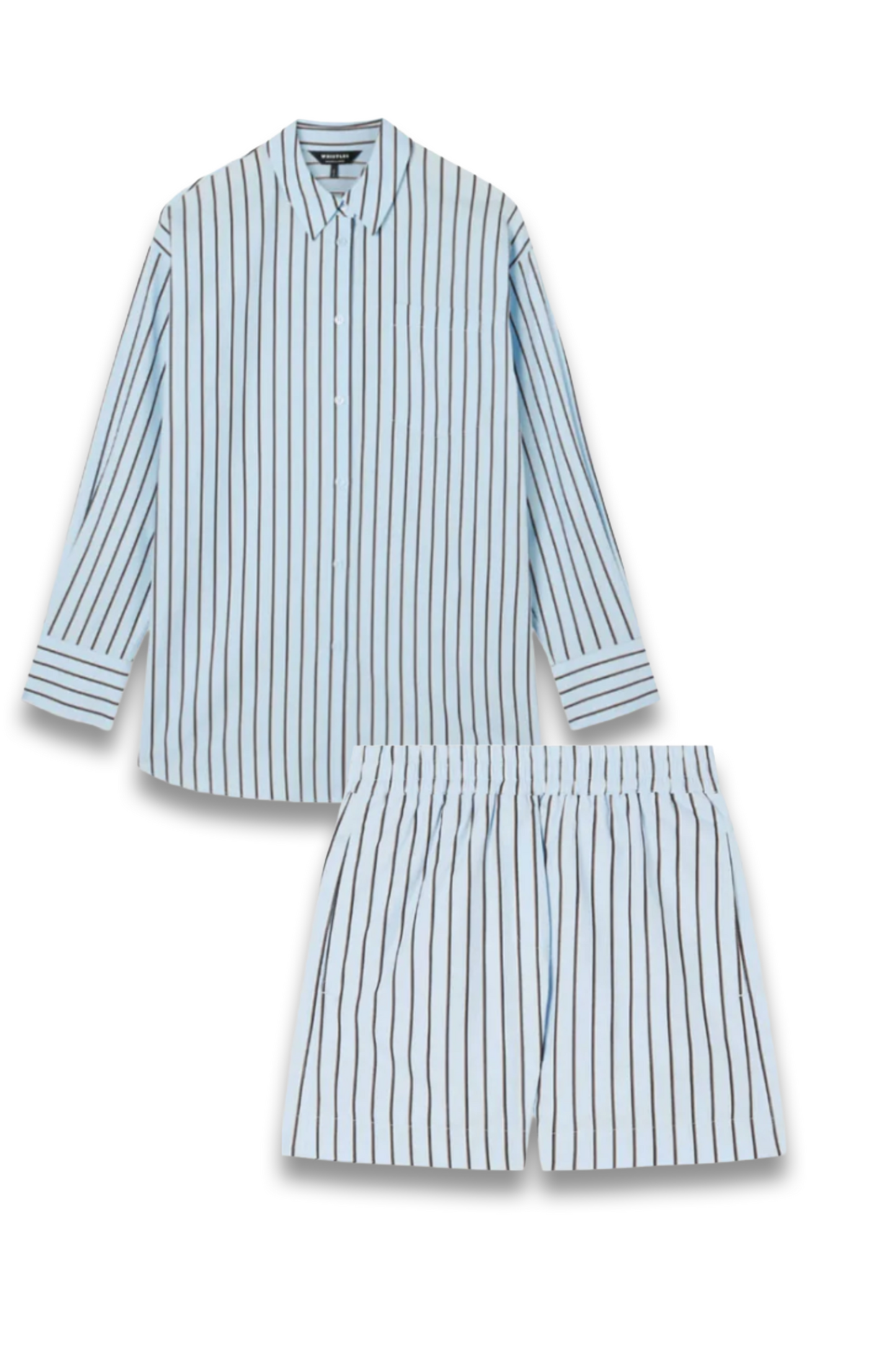 Blue Cotton Poplin Stripe Shirt and Shorts