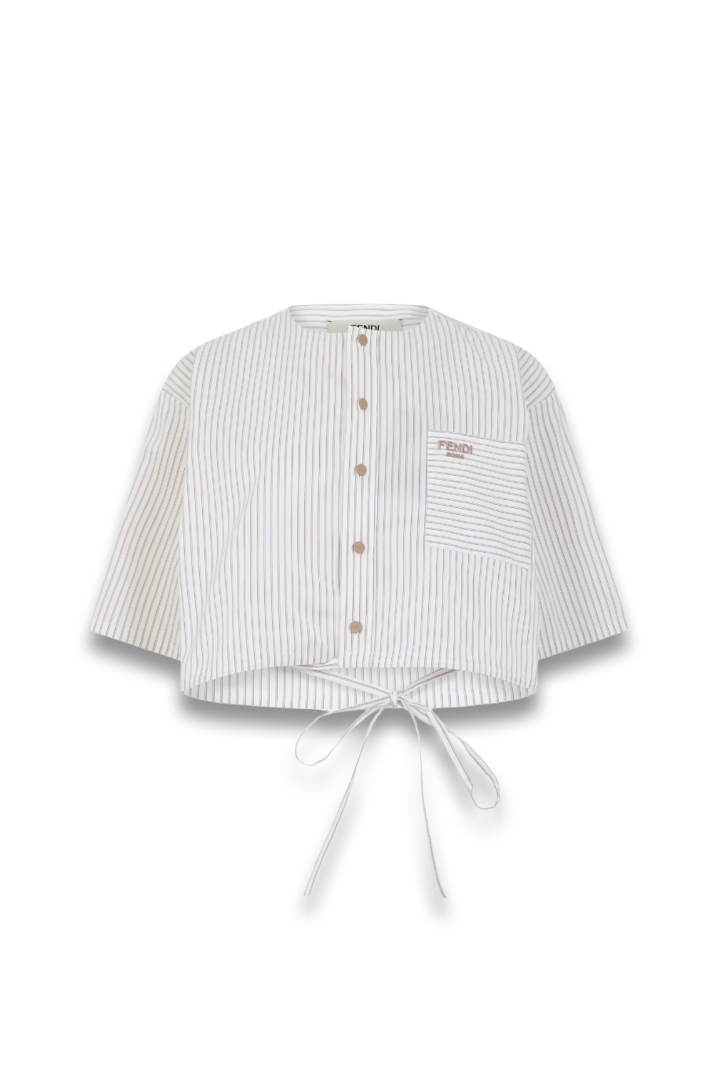 Tied Striped Cropped Shirt