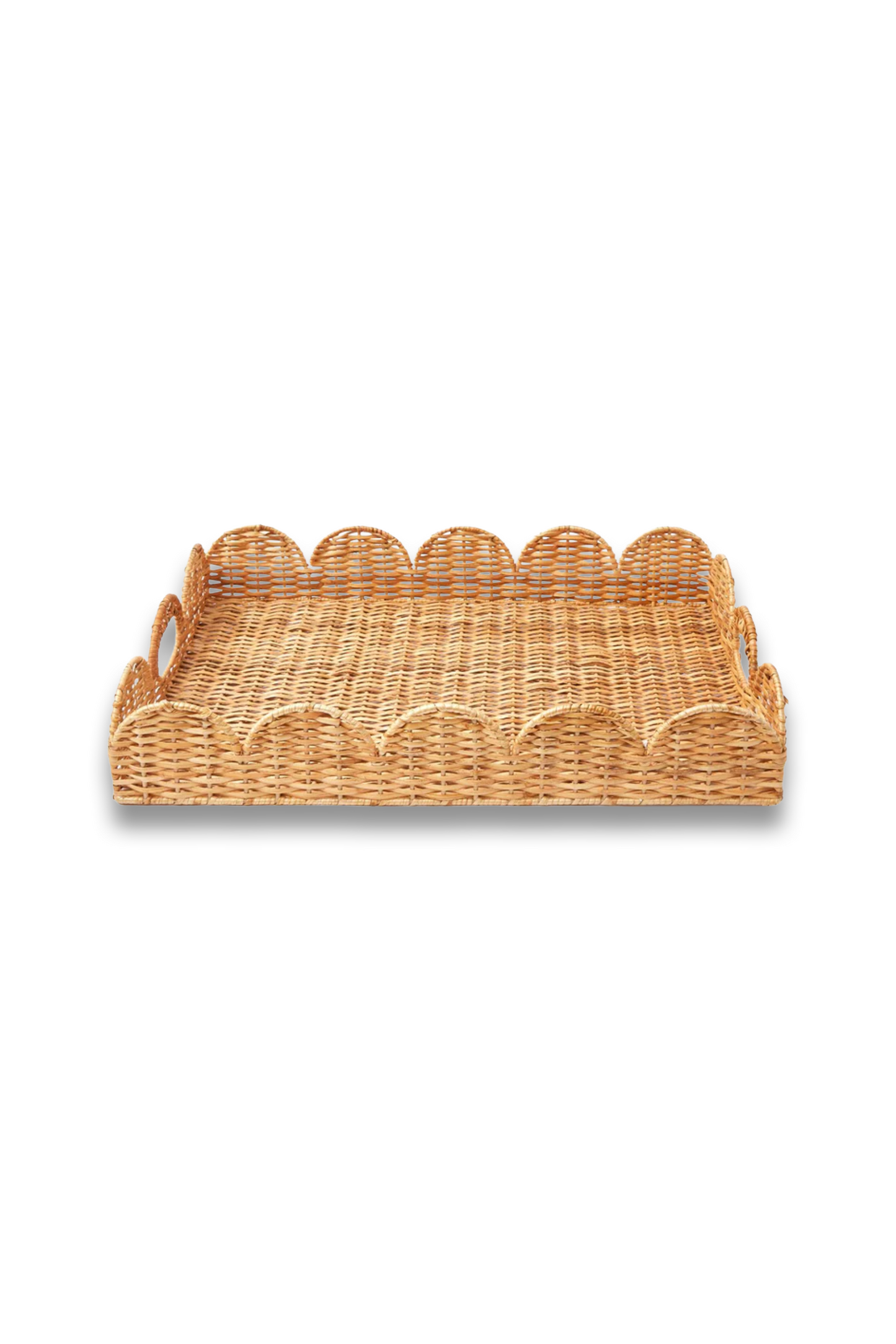 Natural Scalloped Rattan Tray