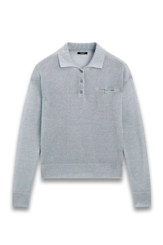 Fine Linen Polo-collar Sweater