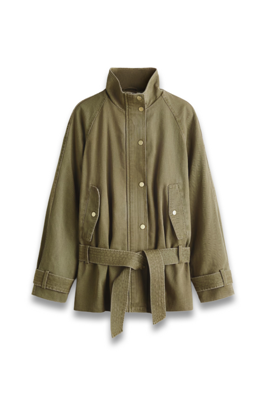 Belted Cotton Twill Jacket