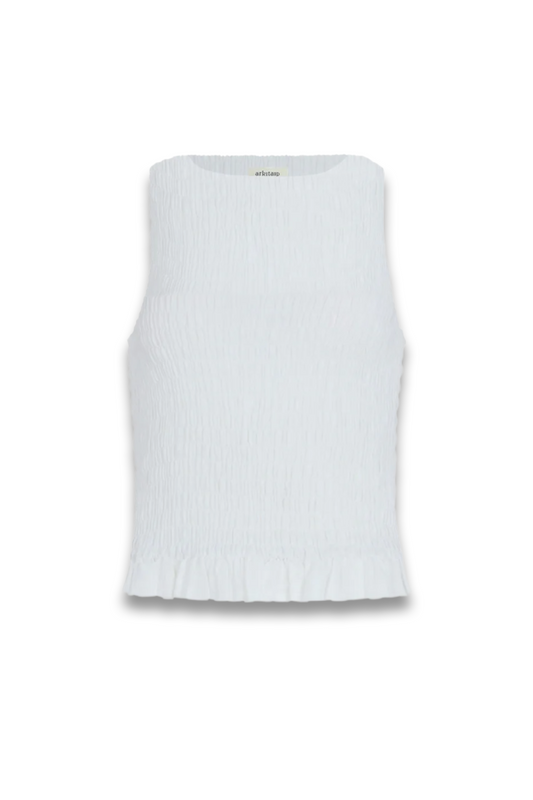 The Aya Smocked Tank Top in white