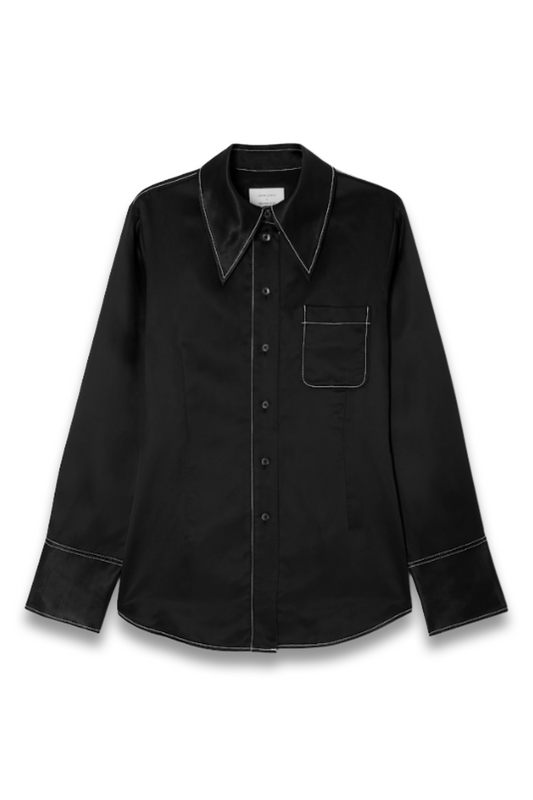 Satin Contrast Stitch Detail Shirt