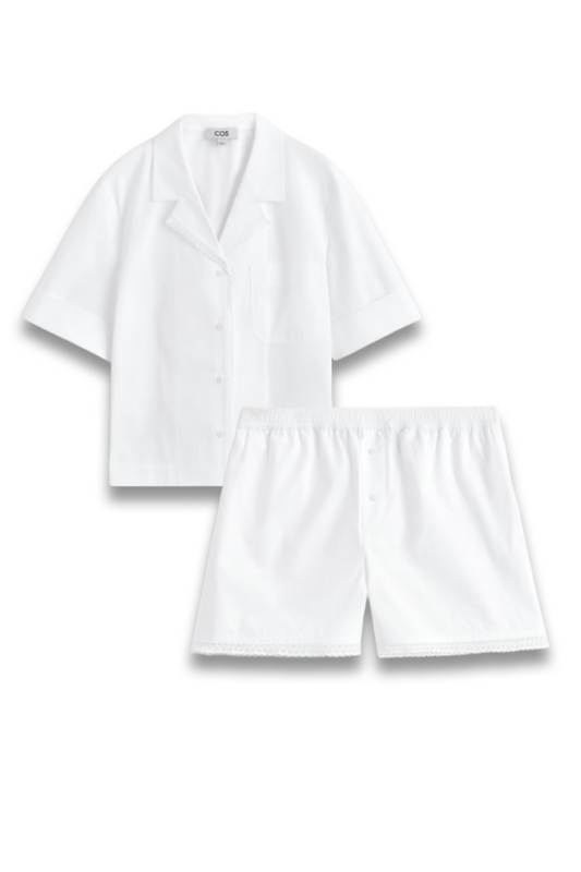 Lace-Trimmed Cotton Shirt And Shorts