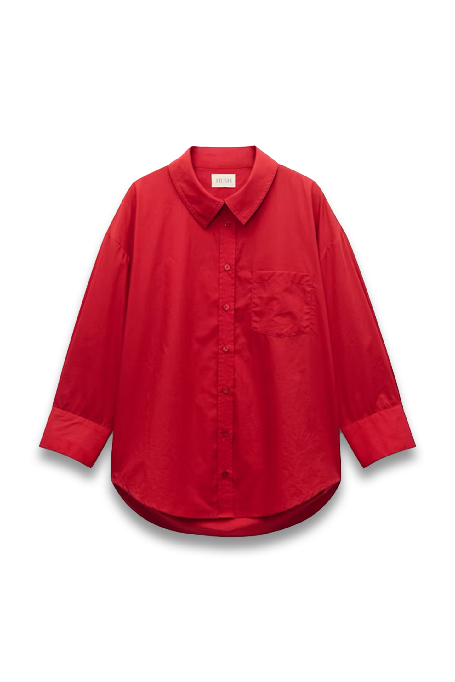 Aria Cotton Poplin Bracelet Length Shirt Red