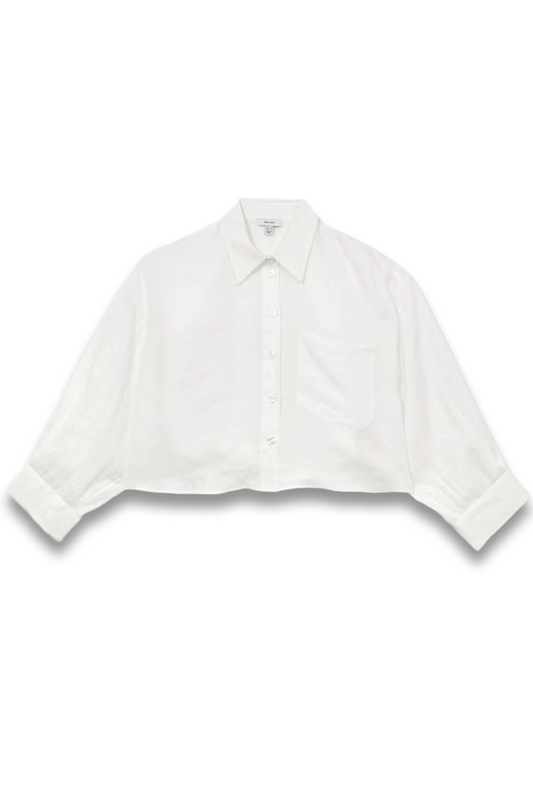 Oversize White Cropped Shirt