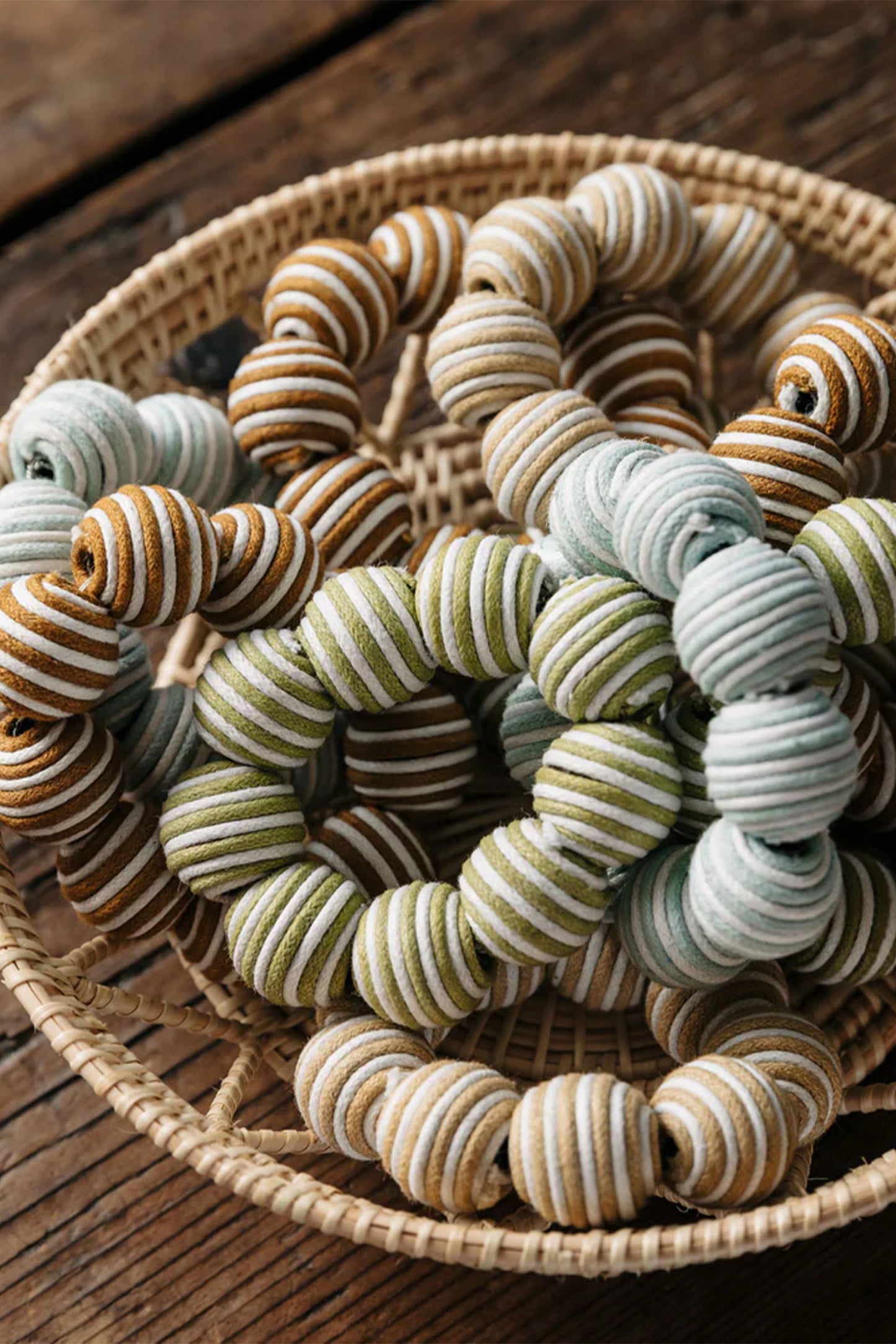 Set of 4 Striped Napkin Rings, Chalk Blue