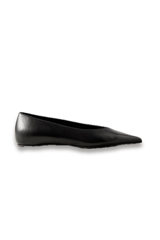 The Asymmetric Ballerina Leather Point-toe Flats