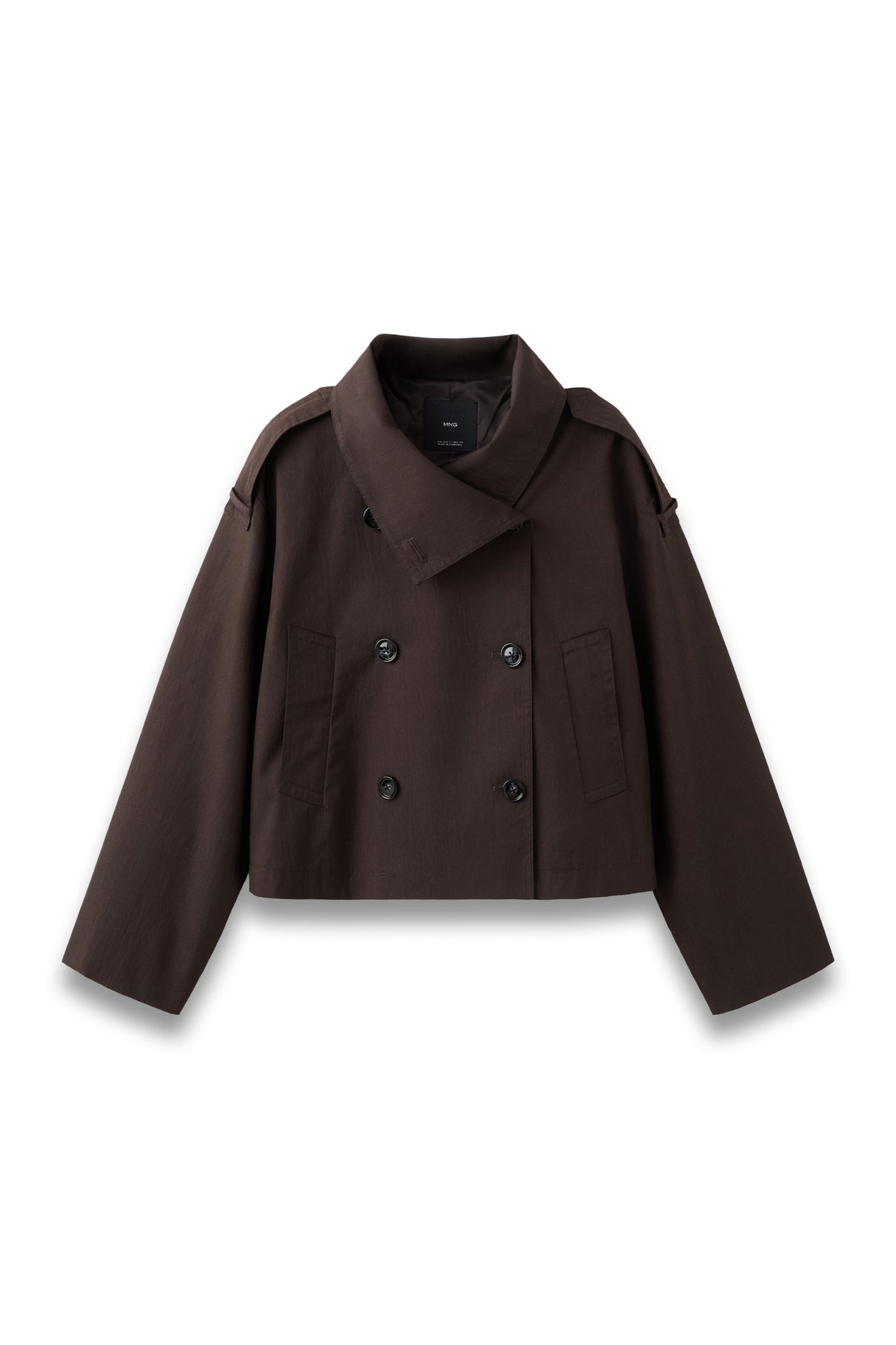 Funnel-neck Cropped Trench Coat