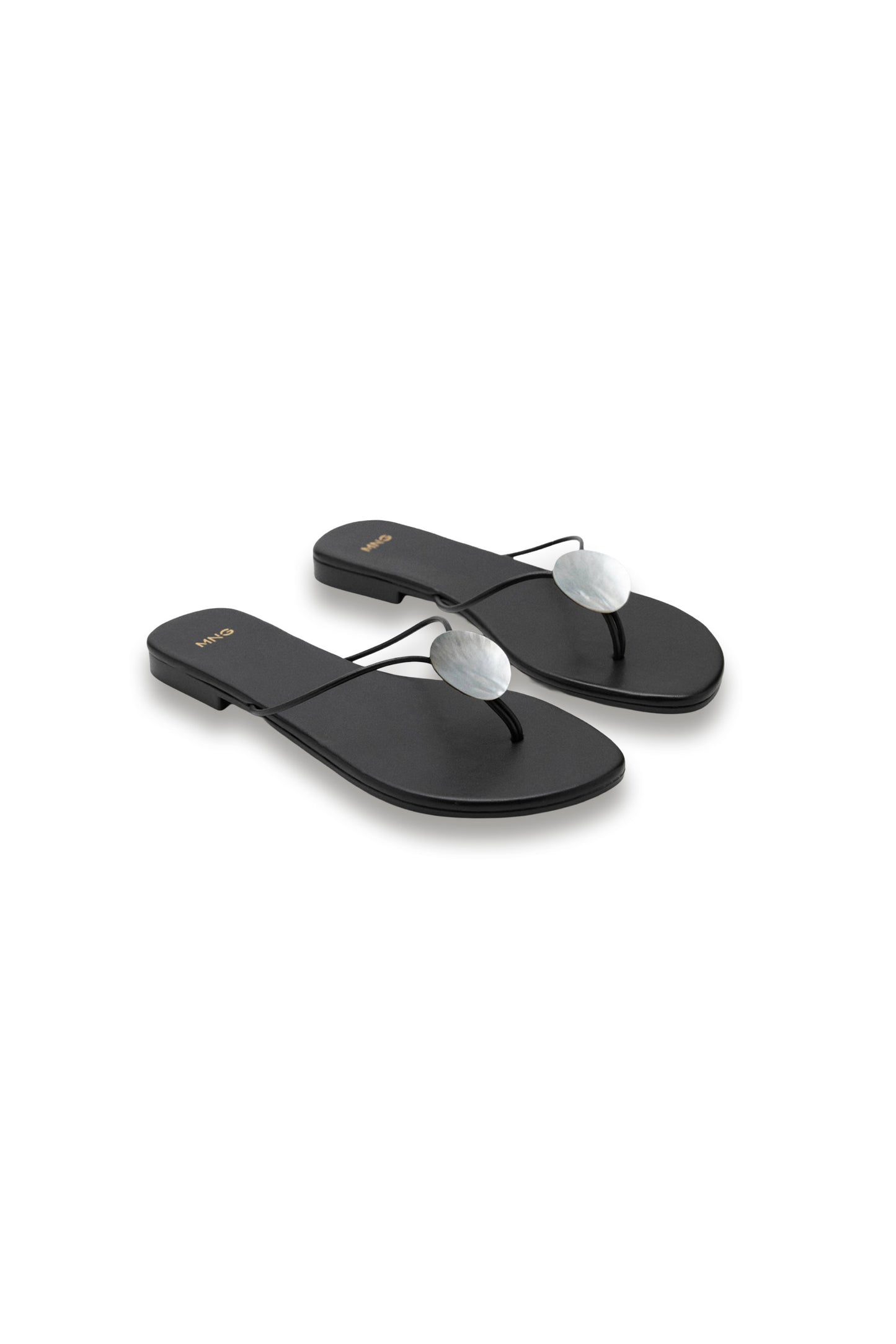 Leather Sandal with Shell Detail