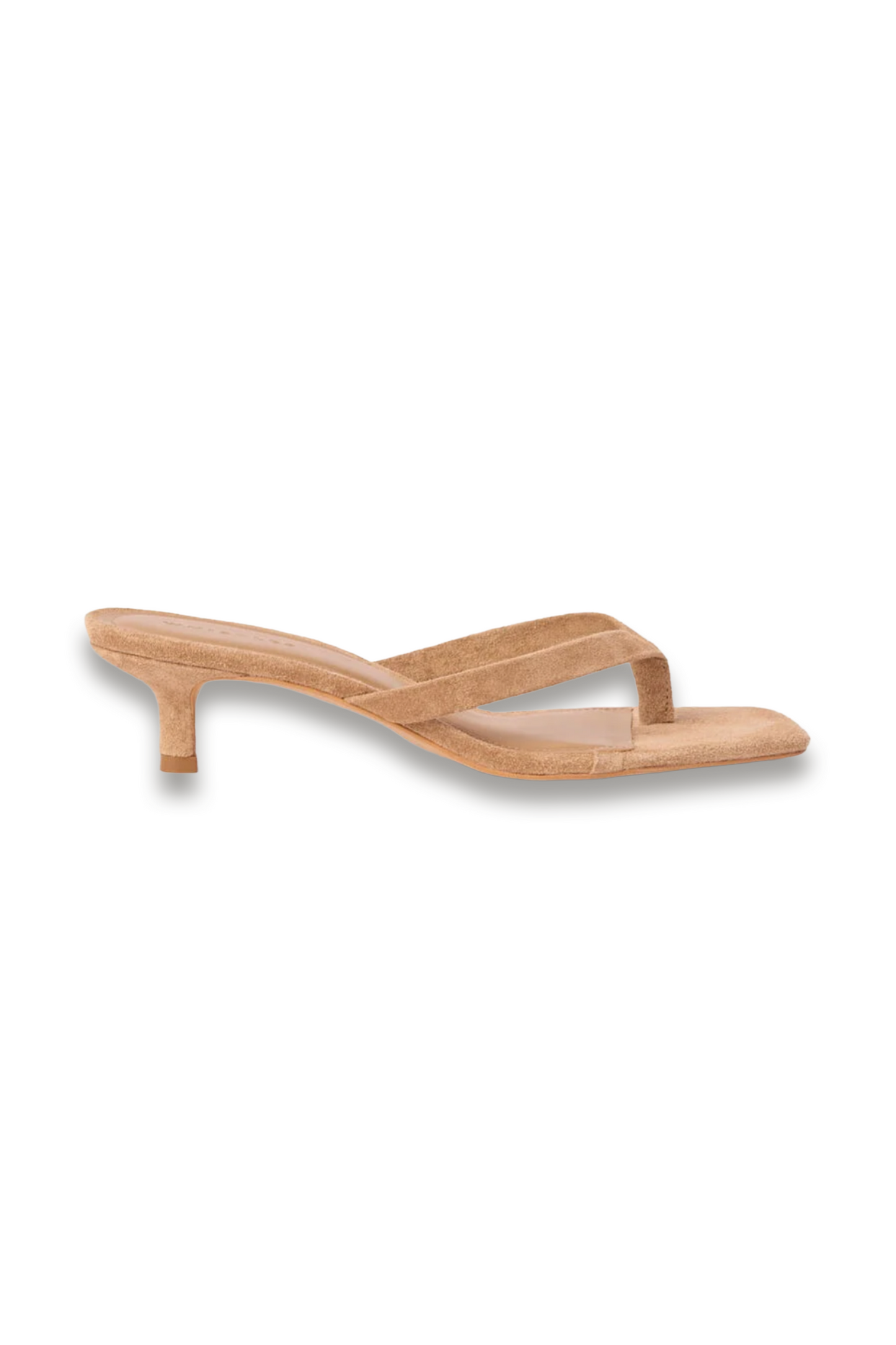 Natural Suede Toe Post Heeled Mule