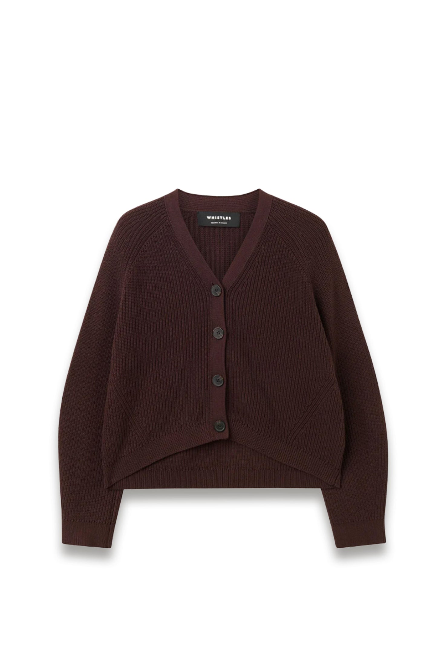 Brown V Neck Cotton Cardigan