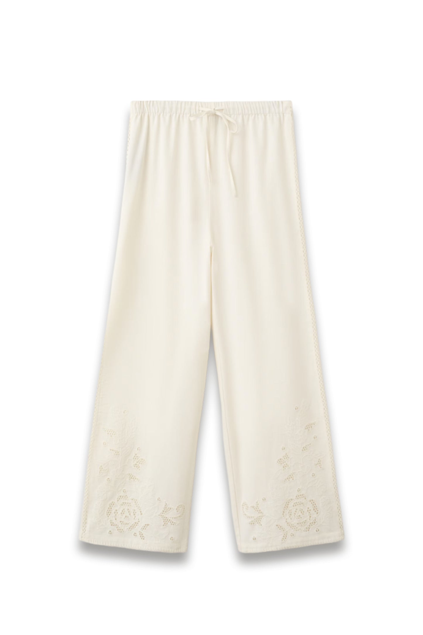 Embroidered Cut-out Palazzo Trousers