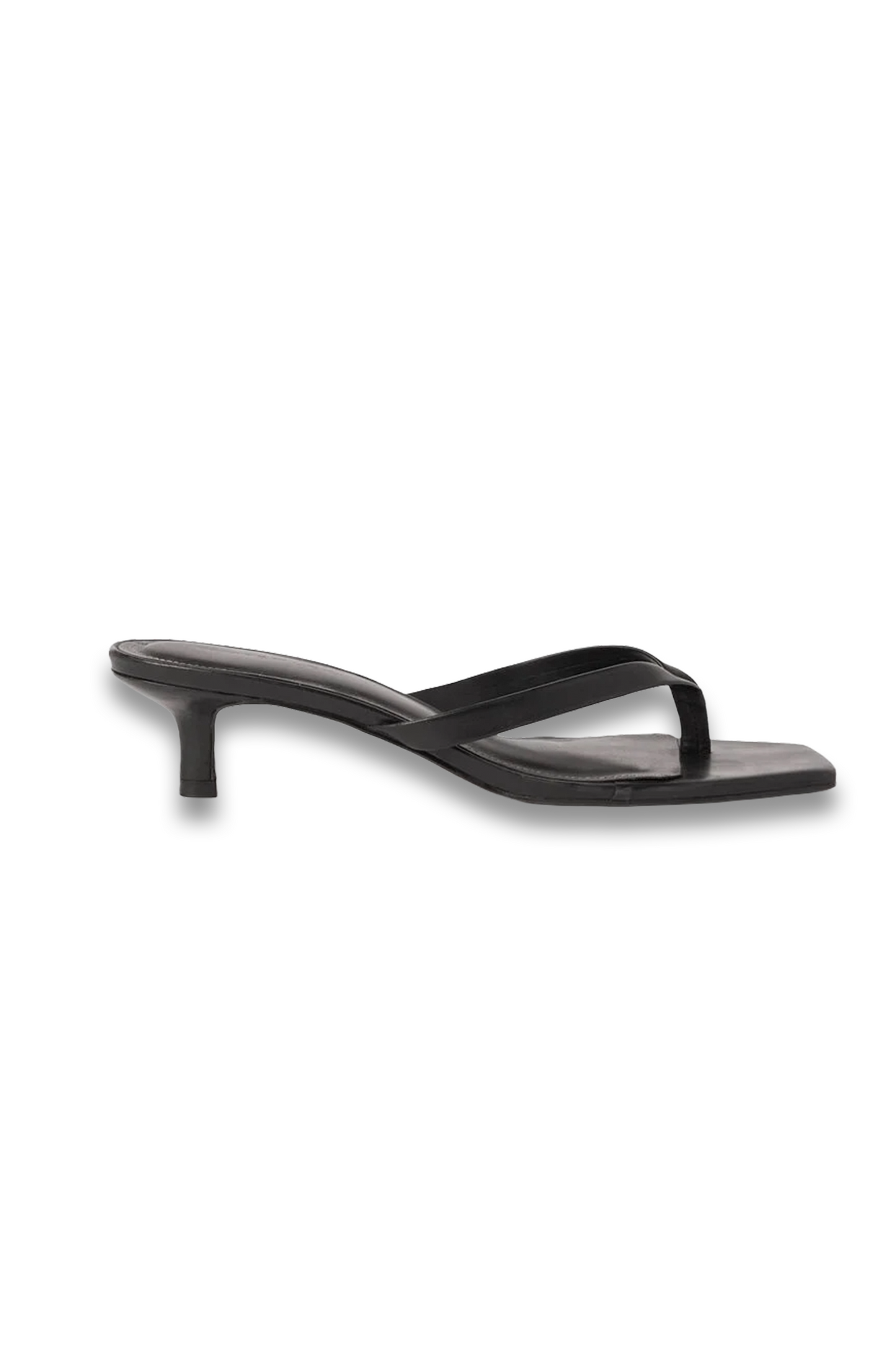 Black Toe Post Kitten Heel Mule