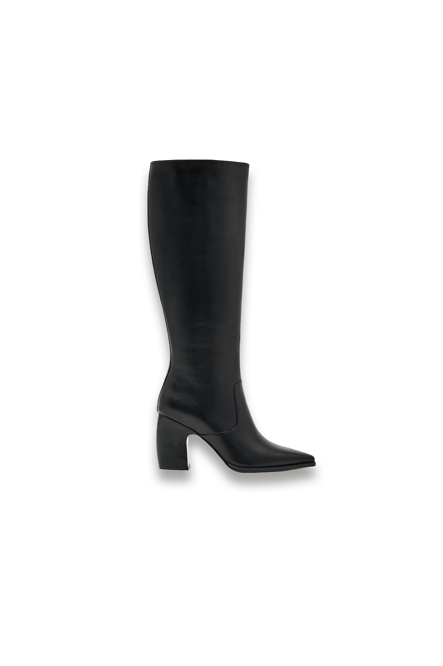 Gabrielle Leather Knee-High Block-Heel Boots in Black