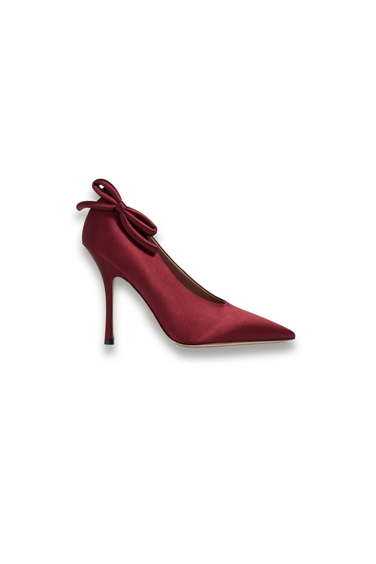 Bow-detailed Cutout Satin Pumps