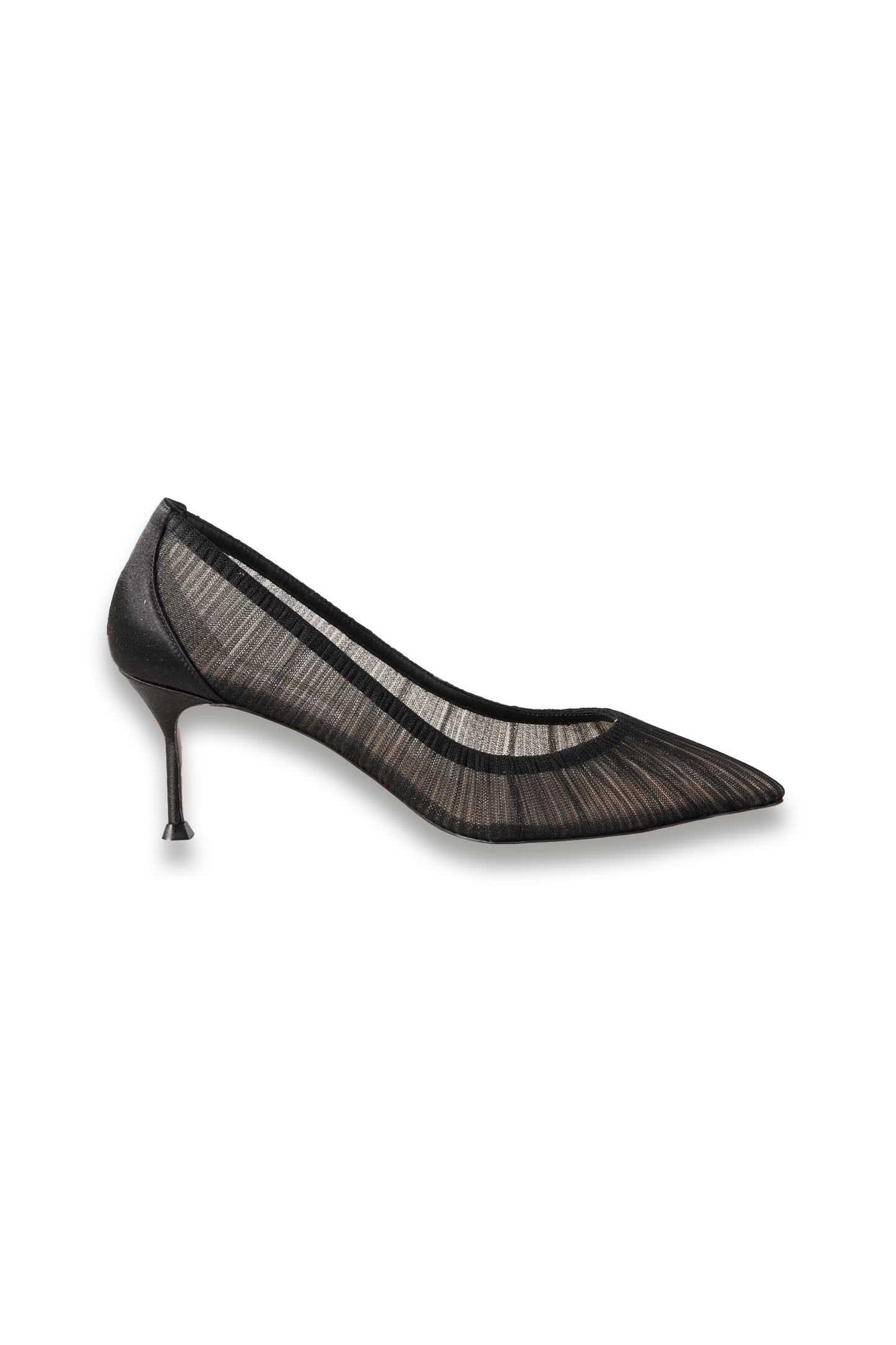 65 Satin-trimmed Ruched Tulle Point-toe Pumps