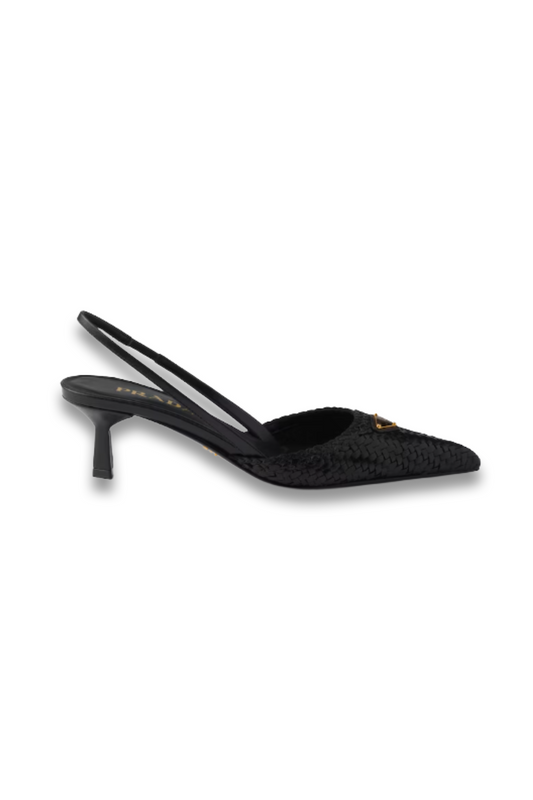 Woven Leather Slingback Pumps
