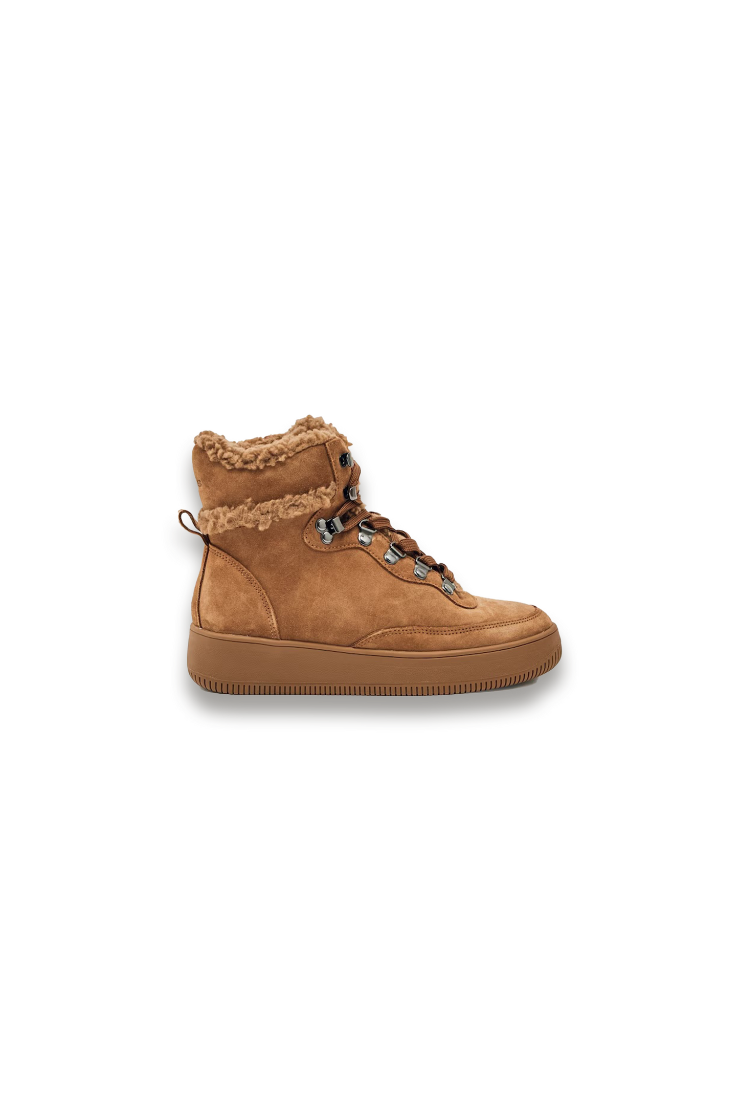 Siarah Suede Faux-Shearling Trainer Boots in Tan