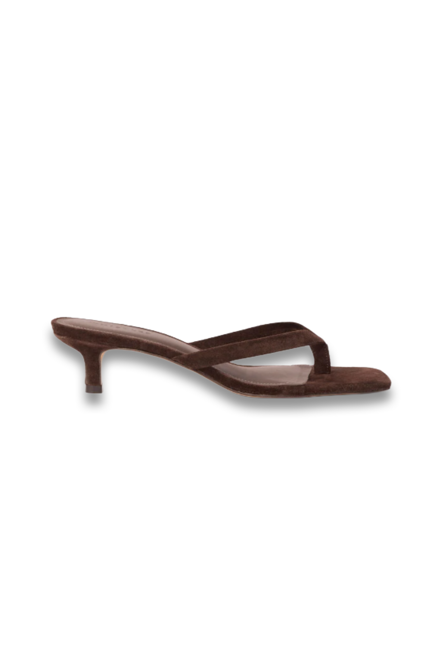 Chocolate Suede Toe Post Heeled Mule