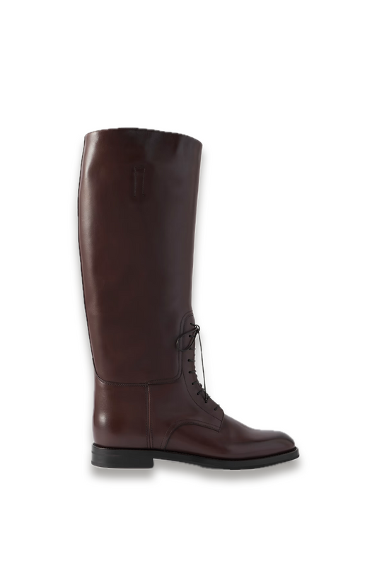 Leather Lace-up Knee Boots