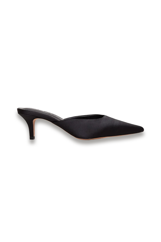 Satin Black Mules