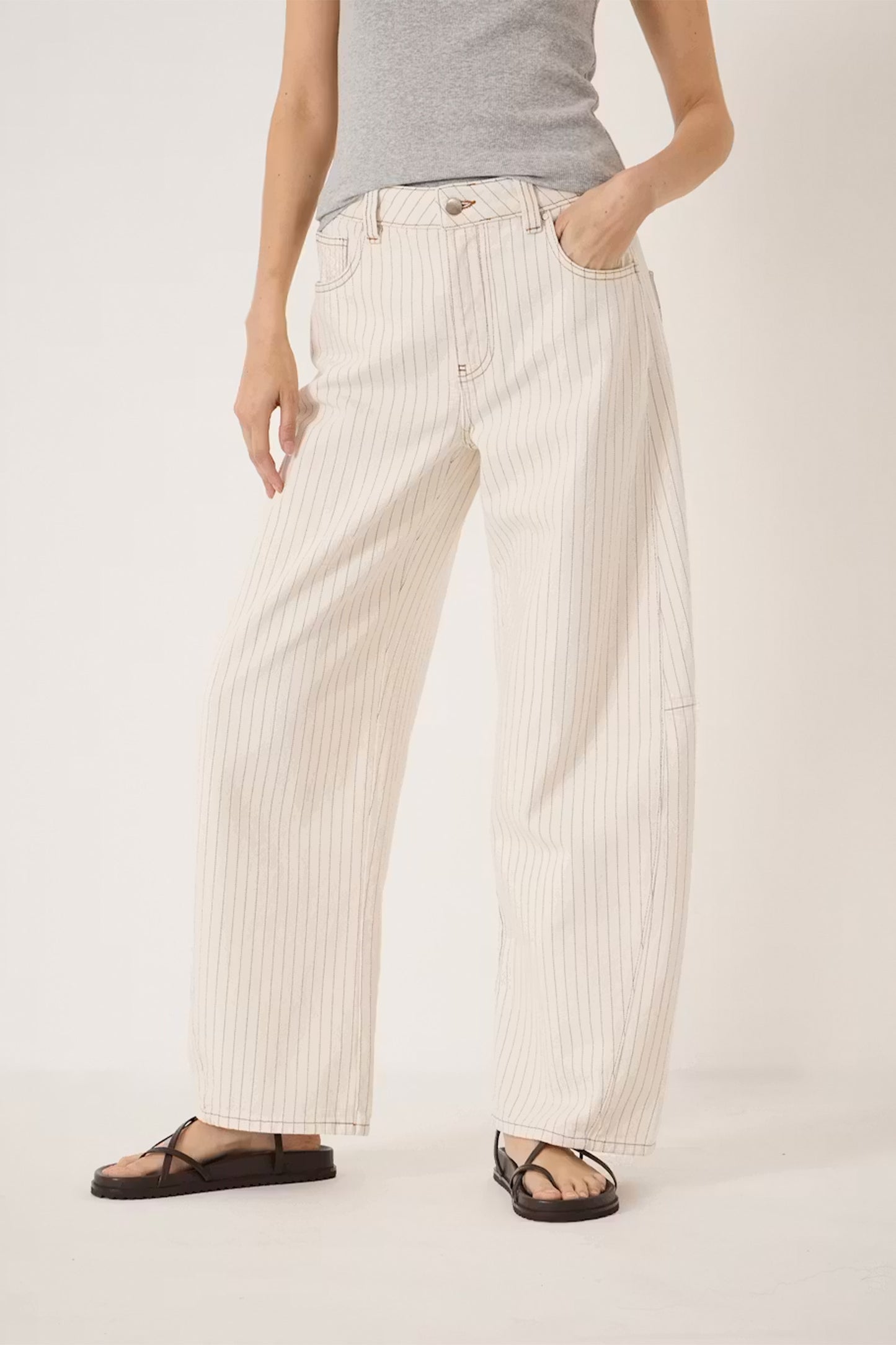 Bree Stripe Horseshoe Barrel Leg Jeans