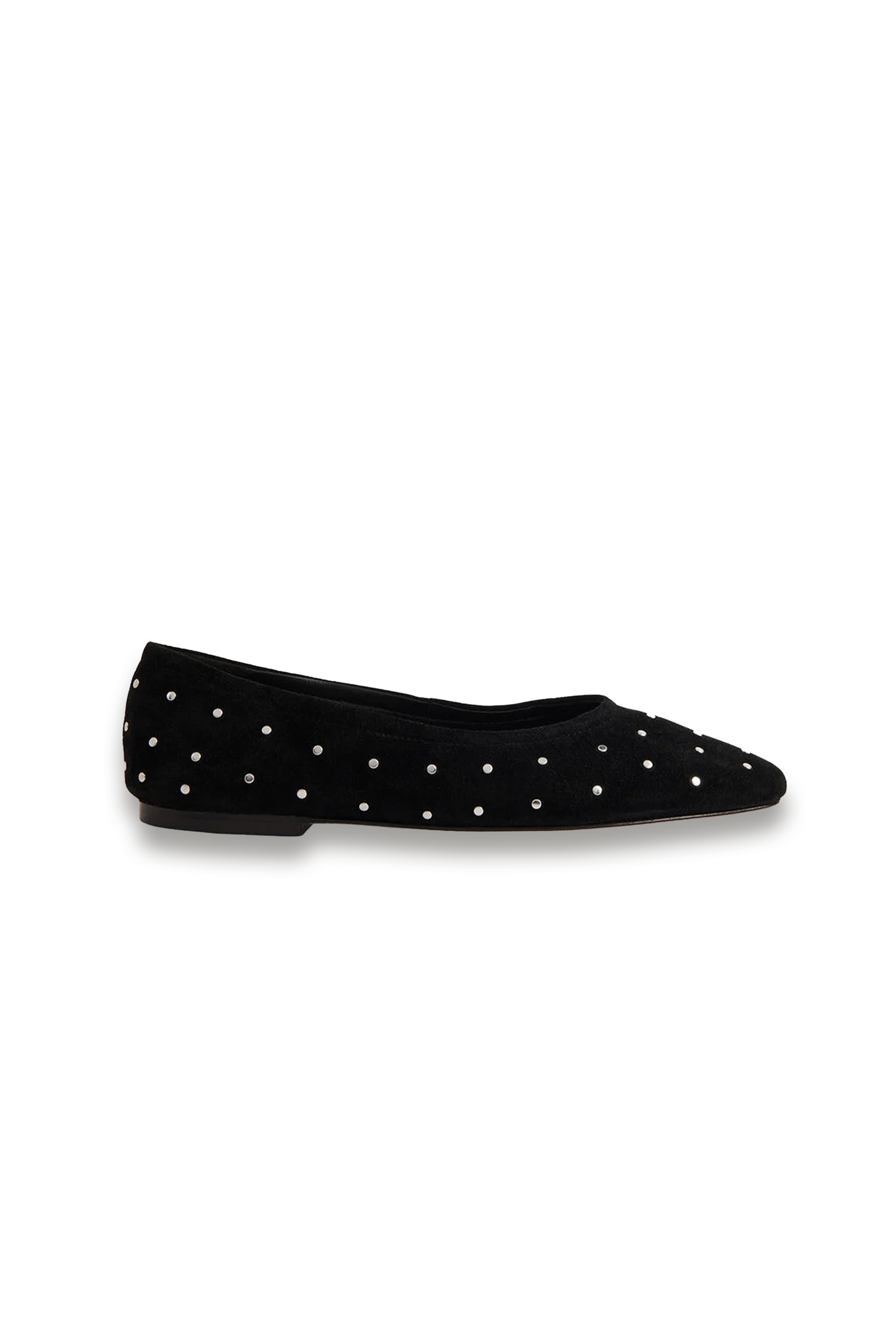 Black Karina Suede Stud Ballet Pump