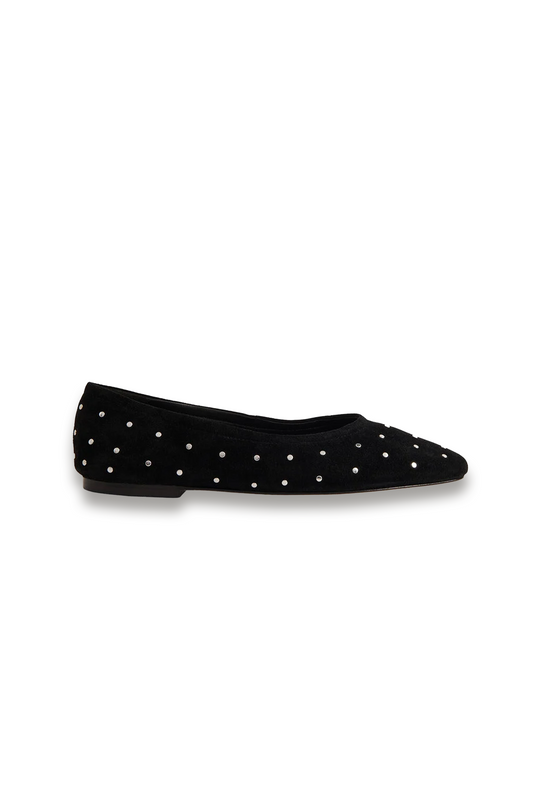 Black Karina Suede Stud Ballet Pump