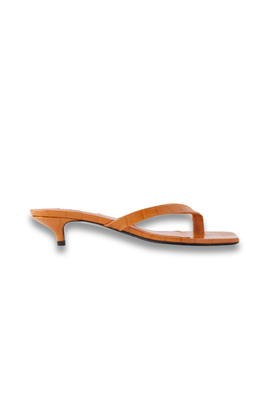 Croc-Effect Leather Sandals