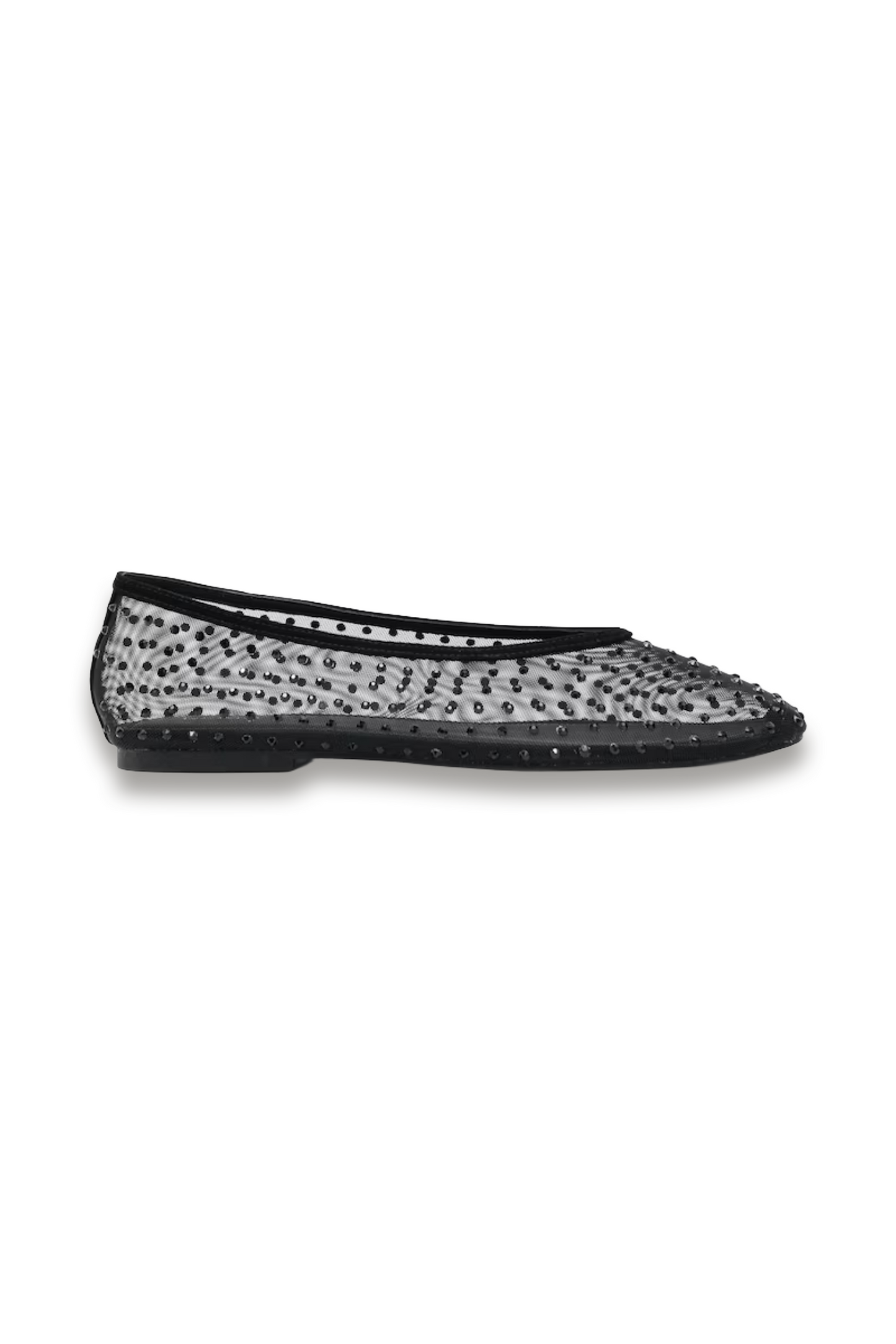 Mesh Embellished Ballet Flats in Black