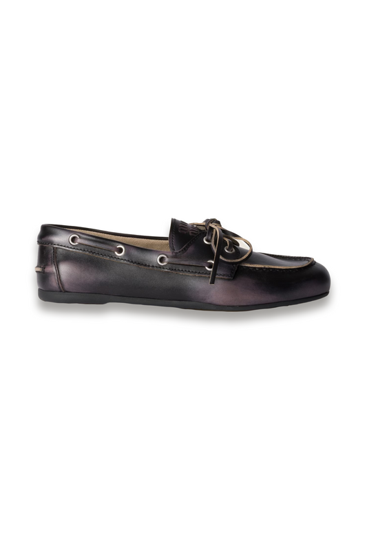 Unlined Bleached Leather Boat Shoes