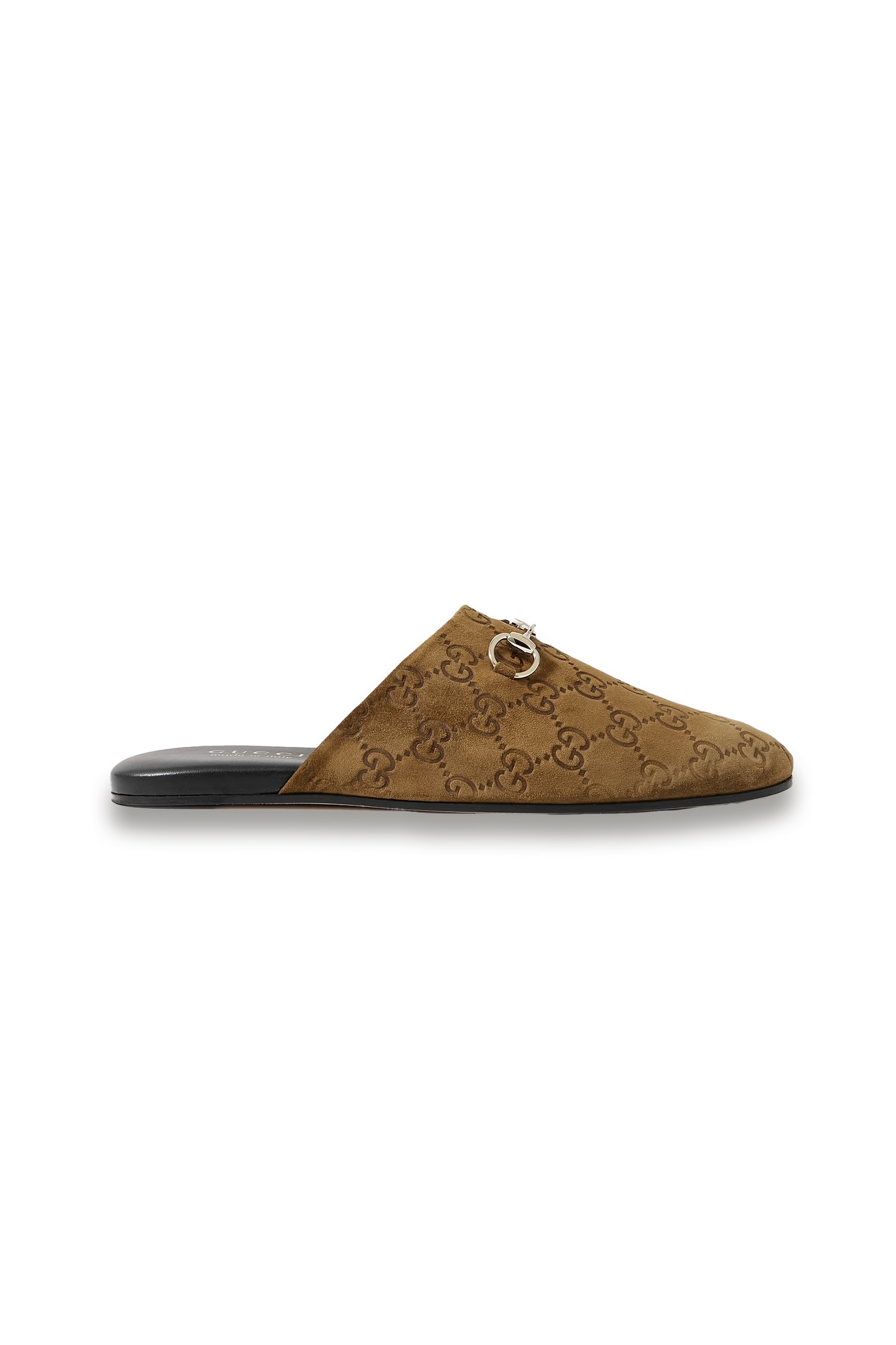 Horsebit-detailed Debossed Suede Slippers