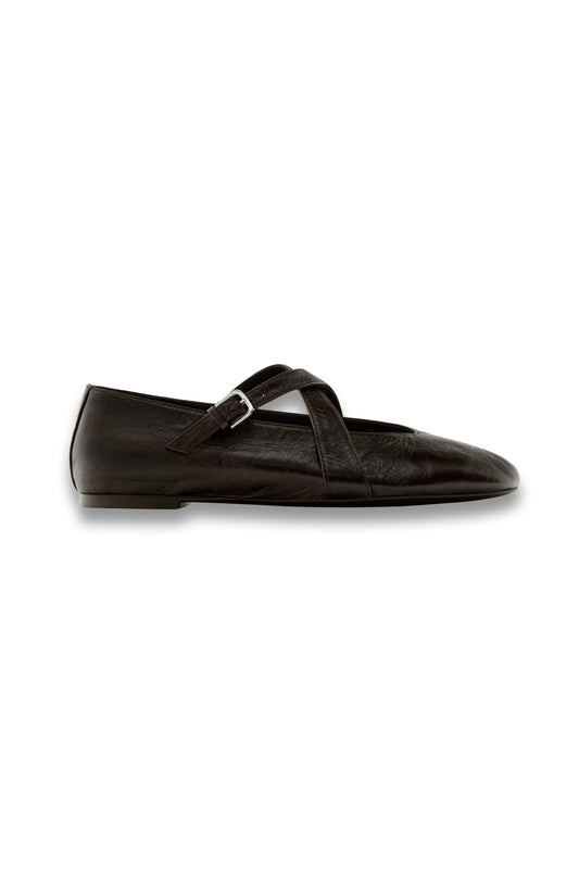 Ballet Flats with Criss-cross Straps and Buckle