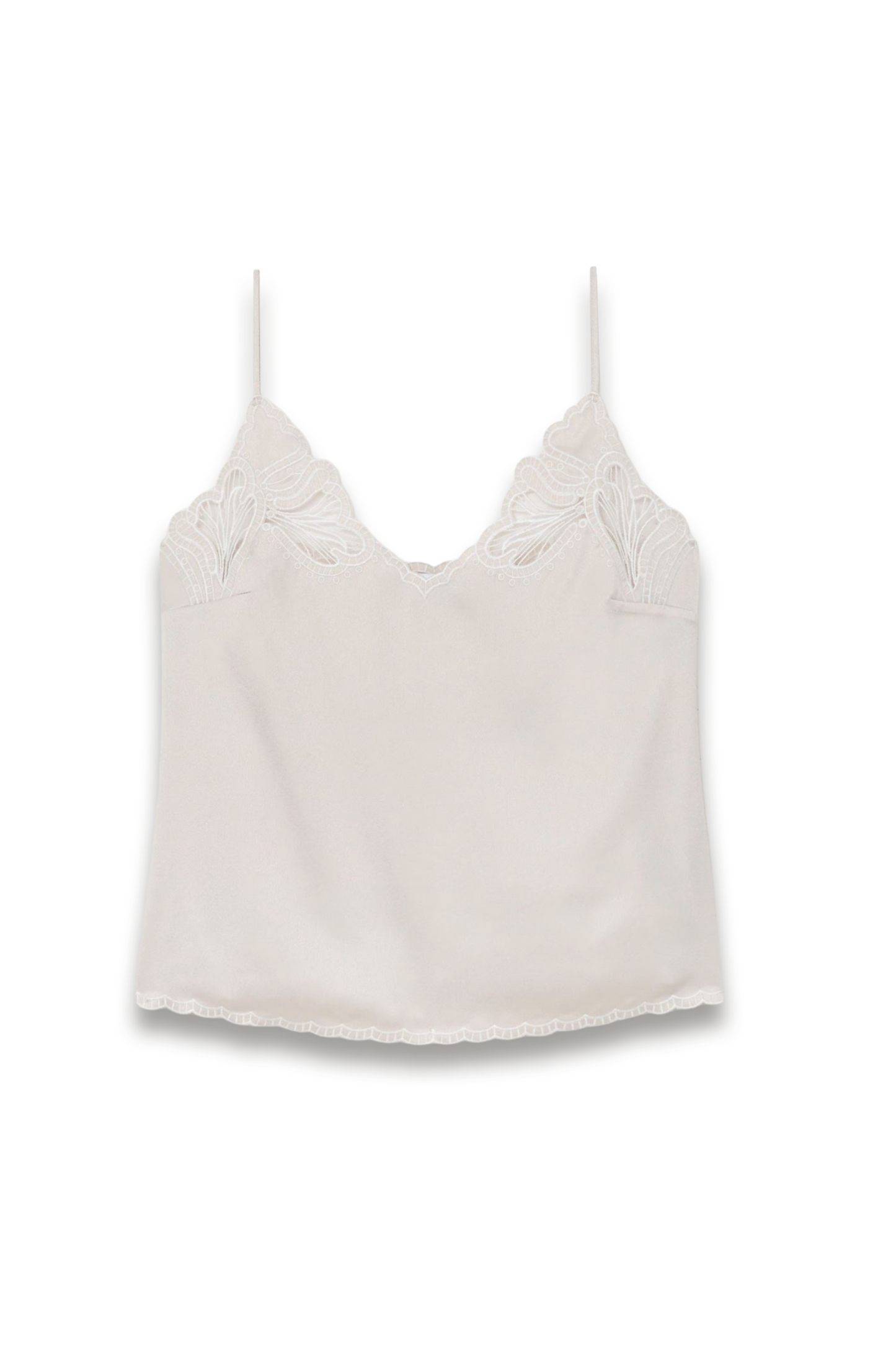 Satin Lace-Detail Cami Top in Neutral