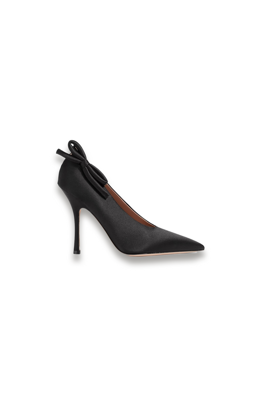 Bow-detailed Cut-out Satin Pumps