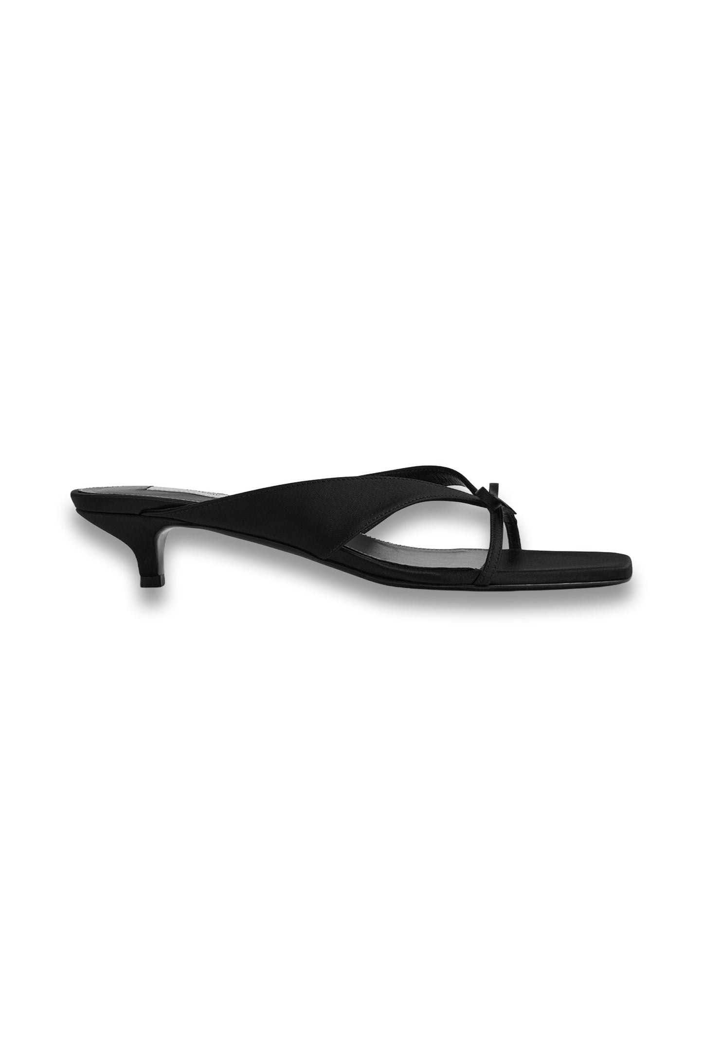Bow Satin Sandals in Black