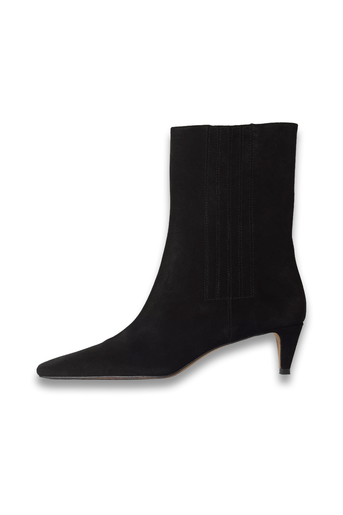Valerie Suede Kitten Heel Ankle Boots in Black