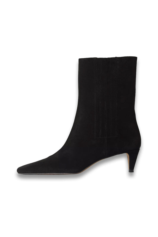 Valerie Suede Kitten Heel Ankle Boots in Black