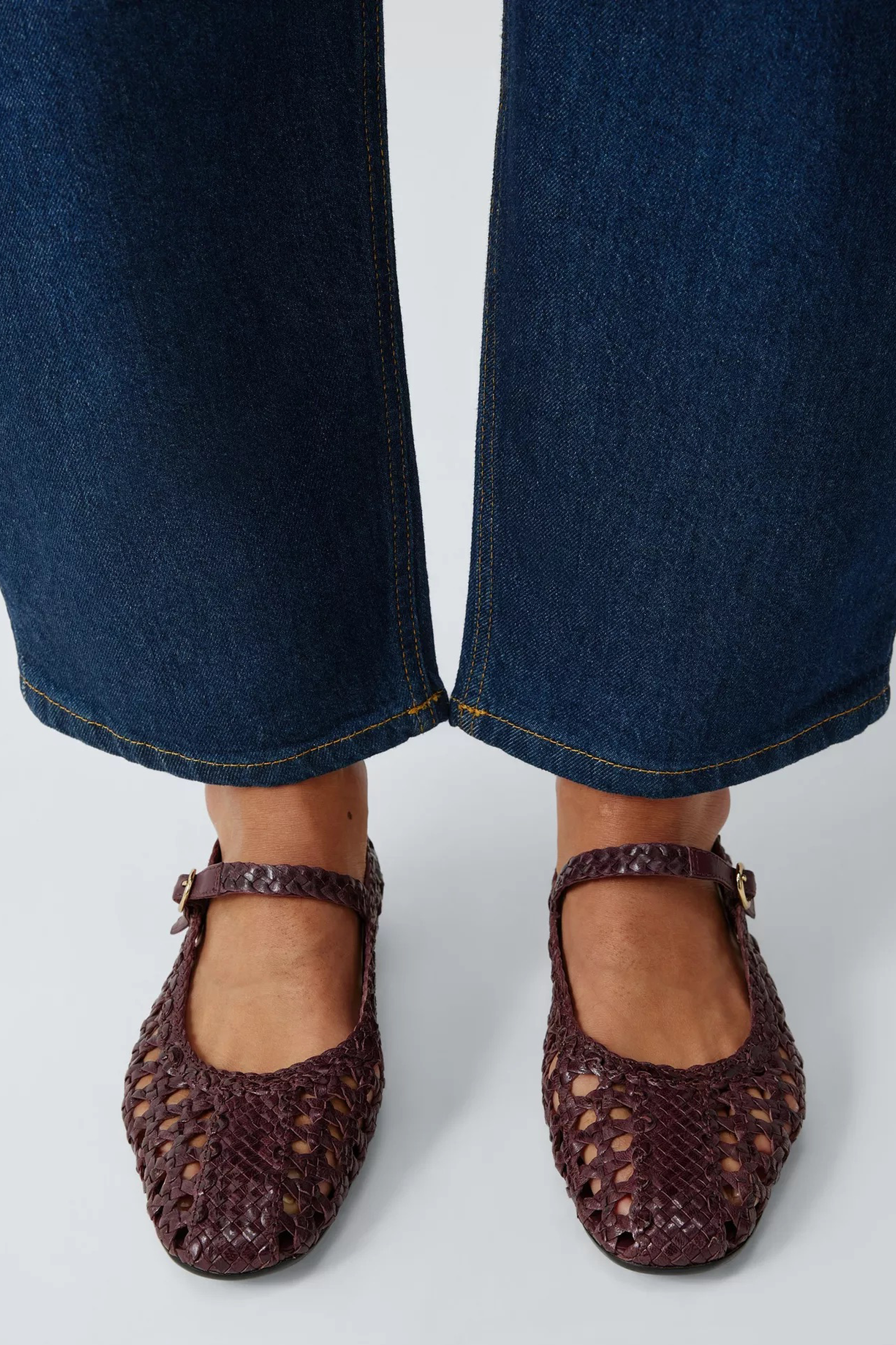 Hollies Woven-leather Ballet Flats in Bordeaux