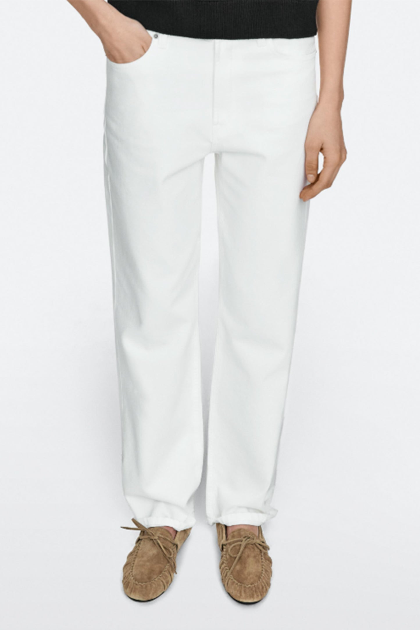 Soft Leather Loafers with Gathered Detail