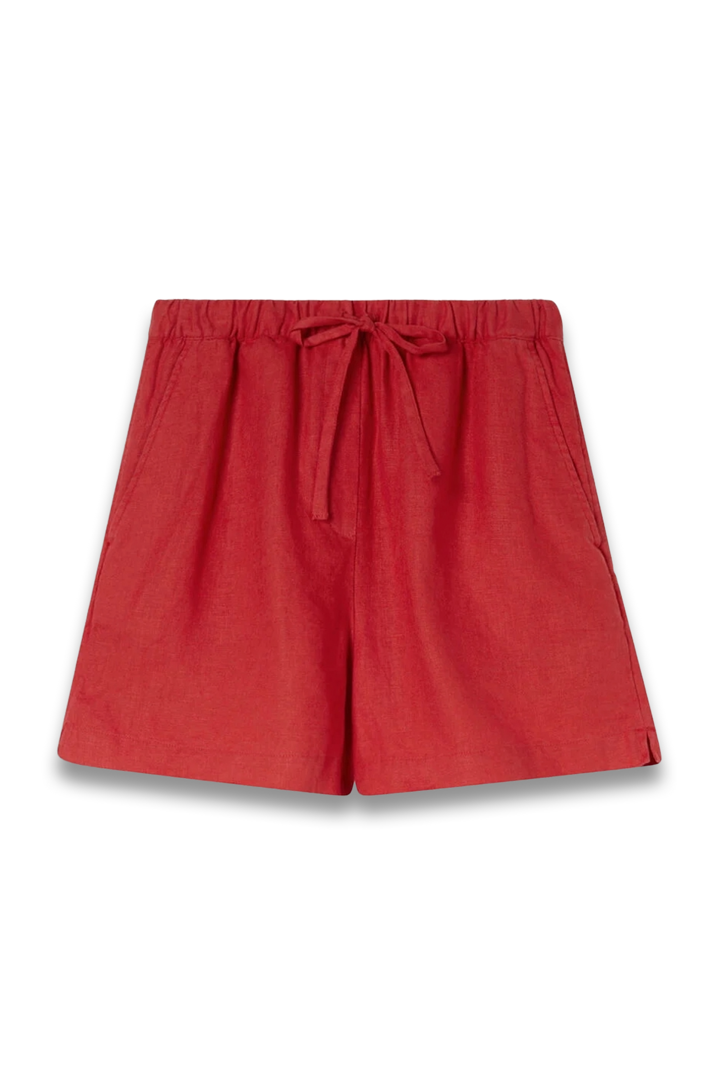 Red Linen Elasticated Short