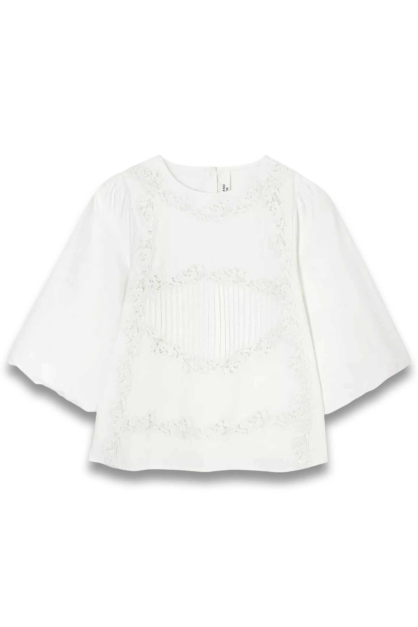Short Sleeve Embroidered Cotton Blouse, Ivory